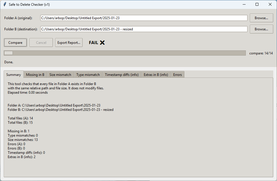 Safe Delete Checker app screenshot